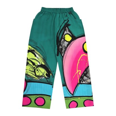 Woman Relax Pants - Green : Color Rhythm on Green