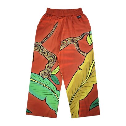 Woman Relax Pants - Brown : Charming Macaw at Golden Sunset