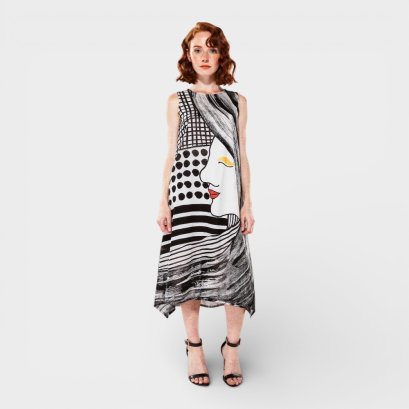 เดรสผู้หญิง-สีดำ : ลายผู้หญิงและจุดสีดำ