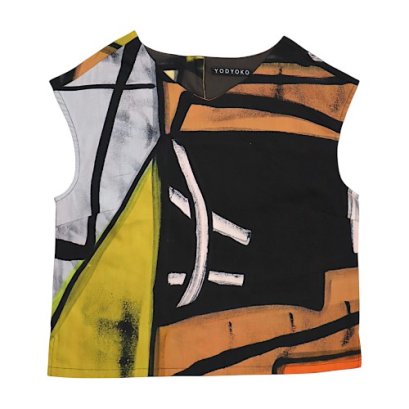 Woman Tank tops - Black : Abstract Orange and Yellow