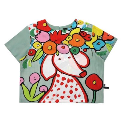 เสื้อครอปผู้หญิง - สีเขียว : ลายดัลเมเชียนเจ้าหญิงแห่งมวลดอกไม้