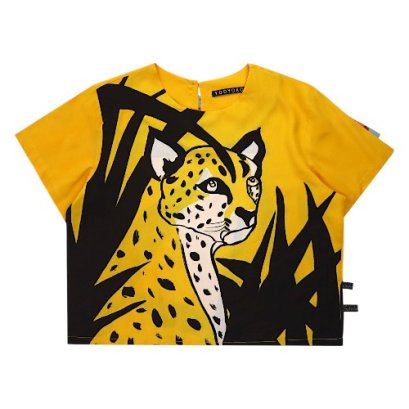 Woman Crop Top - Yellow : Yellow Cheetah in the Shade