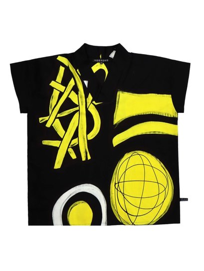 Woman Tunic Blouse  - Black : Yellow Abstract