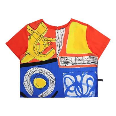 Woman Crop Top - Red : Red and blue Abstract art