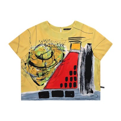 Woman Crop Top - Cream : Urban Rhythm in Imagination