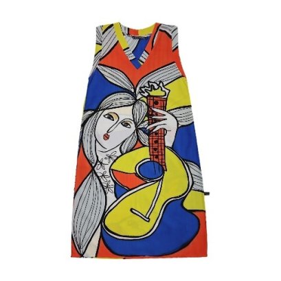 เดรสผู้หญิงแขนกุด-หลากสี : ลายผู้หญิงกับเผู้หญิงกับกีต้าร์