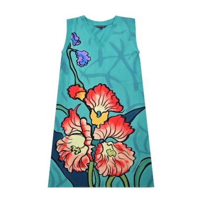 เดรสผู้หญิงแขนกุด - สีเขียว : ลายพริ้วไหวในหมู่แกลดิโอลัส