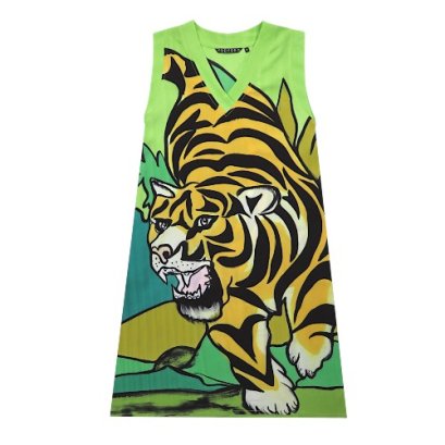 Woman Sleeveless Dress - Green : Roar of the Green Wilderness