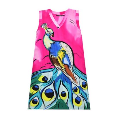 Woman Sleeveless Dress - Pink : Peacock of Glory
