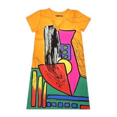 Woman Dress - Orange : Geometric Rhapsody