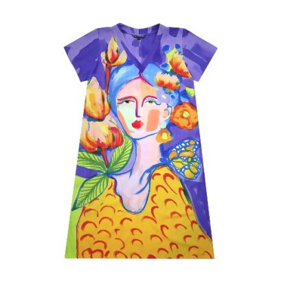 Woman Dress - Purple : She and the Petals