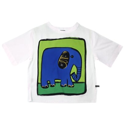 Woman blouse - White : Blue elephant mammoth
