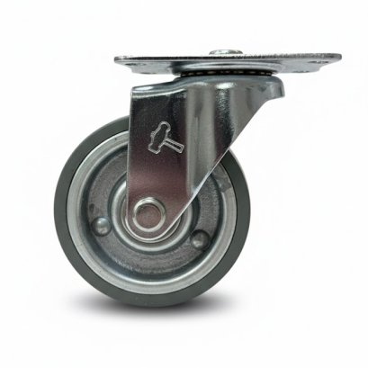 ลูกล้อ2.5นิ้ว(65มม)ยางเทากะทะเหล็ก แป้นเบรก คุณภาพสูง รับน้ำหนัก 30-45 กก. รุ่น 420E-PR ตรา Hammer (1ลูก)