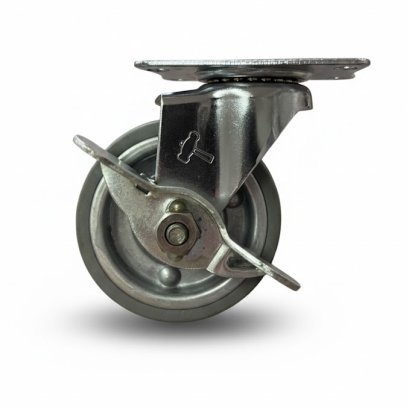 ลูกล้อ2.5นิ้ว(65มม)ยางเทากะทะเหล็ก แป้นเบรก คุณภาพสูง รับน้ำหนัก 30-45 กก. รุ่น 415E-PR ตรา Hammer (1ลูก)