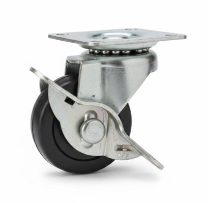 ล้อยางดำแป้นเบรก2นิ้ว(50มม)หมุนได้360องศา ตรา SKK-SGW-50RS(1ชุด4ลูก)