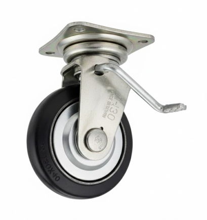 ลูกล้อ5นิ้วยางดำแป้นเบรก คุณภาพสูง รับน้ำหนัก 180-270กก.รุ่น J-130 ตรา OKAMOTO (1ลูก)