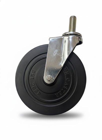 ลูกล้อ6นิ้วยางดำสกรู16มม. แกนยางดำ คุณภาพสูง สกรูเบรกรับน้ำหนัก 140-210 กก. รุ่น 425E-R150 ตรา Hammer