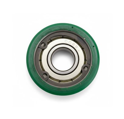 ล้อหล่อยูรีเทน+แหวนล็อคจักร ขนาด45มม.อะไหล่ล้อลิฟต์ สีเขียว PAREO