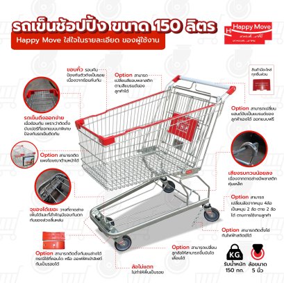 รถเข็นช้อบปิ้ง 150 ลิตร(ขนาดใกล้เคียงกับห้าง Top supermarket ) รถเข็นตะกร้า รถเข็นห้าง ยี่ห้อ Happy Move 51591
