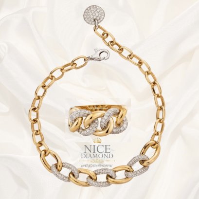 สร้อยข้อมือเพชรลายโซ่ คู่กับแหวนเพชรลายโซ่เข้าชุด Master Pieces จากร้านเพชร Nice Diamond เพชรสวยระดับนางงาม ดิโอลด์สยาม