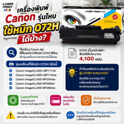 Canon 072 และ 072H ใช้กับเครื่องพิมพ์รุ่นไหนบ้าง?