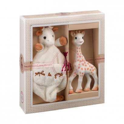 READY TO GIVE BIRTH BOX SOPHIE LA GIRAFE AND DOUDOU WITH ATTACHMENT PACIFIER