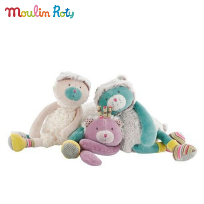 Moulin Roty ตุ๊กตาออร์แกนิค ขนนุ่มมาก น่ากอด ขนาด 23cm. Petit Chat ขนแกะสีขาว MR-660008 Les Pachats