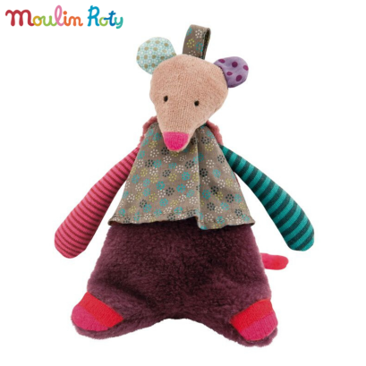 Moulin Roty ตุ๊กตากระเป๋าใส่เหรียญ กระเป๋าพวงกุญแจ 15cm. ออร์แกนิค Les Jolis หนู MR-629290