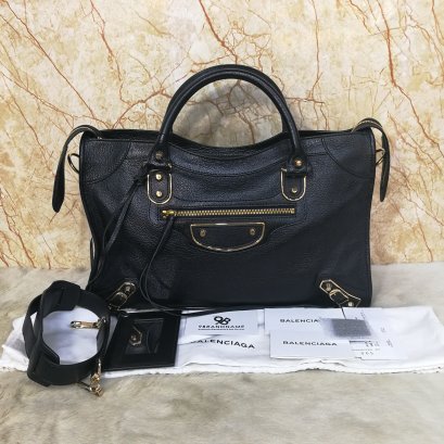 Balenciaga​ City​ Edge​ Goat Black​ GHW​ Size​ Medium