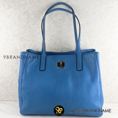 U​S​E​D M​C​M Tote​ Shopping​ Bag Calfสีฟ้า​ SHW​