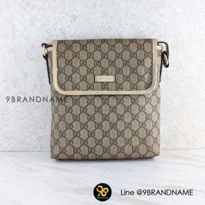 Gucci GG Supreme Plus Shoulder Bag Pochette Leather Beige White 223666