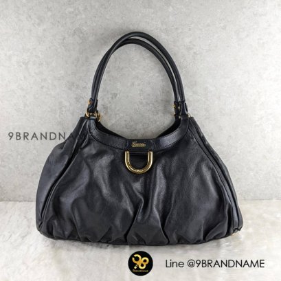Gucci Abbay D Ring Hobo​ Black Leather หนังดำ​ อะไหล่​ทอง