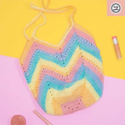 Knitting Bag 001 กระเป๋าถักไหมพรมนิ้ตติ้ง ฟ้า ชมพู เหลือง