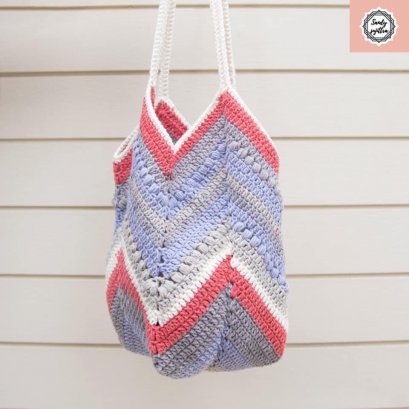 Knitting Bag  002 กระเป๋าถักไหมพรมนิ้ตติ้ง ม่วง แดง ขาว