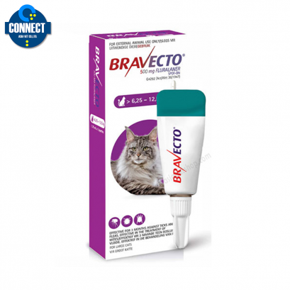 BRAVECTO SPOT ON FOR CATS ยาหยดหลังบราเวคโต้ กำจัดเห็บหมัด ไรขี้เรื้อน ไรหู ป้องกันได้นาน 3 เดือน สำหรับแมวน้ำหนัก 6.3-12.5 กก.