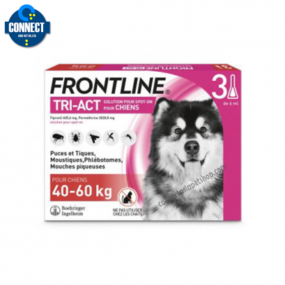 Frontline Tri-Act ไล่และกำจัดเห็บ หมัด ยุง แมลงวันคอก สำหรับสุนัข นน. 40-60 kg (XL) (3หลอด)