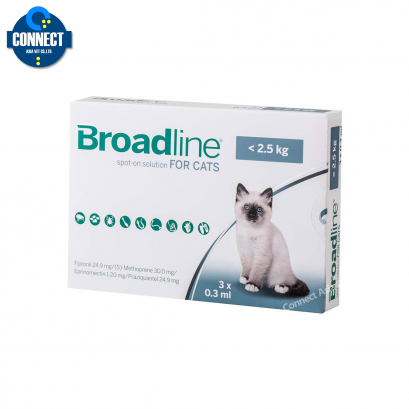 Broadline Spot on for cats  ยาหยอดหมัด เห็บ ขี้เรื้อน และถ่ายพยาธิในแมว  2.5 kg - S