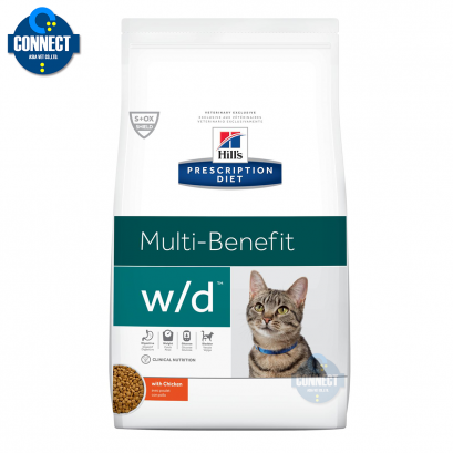 Hill's® Prescription Diet® w/d® Multi-Benefit Feline อาหารแมวสำหรับโรคเบาหวานและควบคุมน้ำหนัก ขนาดถุง 1.5 กิโลกรัม.