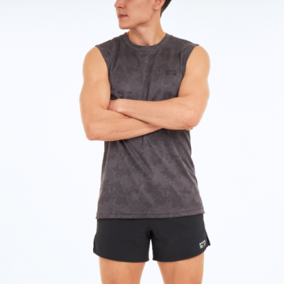 TL Distance Sleeveless Shirt เสื้อวิ่ง เสื้อกีฬา ผู้ชายรุ่น ดิสแทนซ์ สีเทา