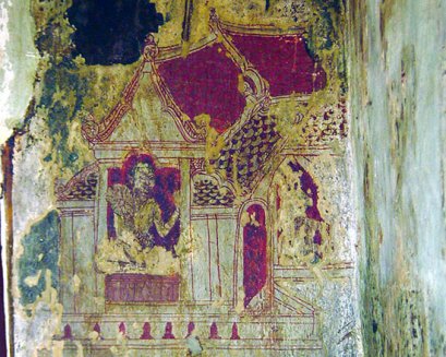 จิตรกรรมพุทธโฆษาจารย์ “จับพ่อขัง” หนึ่งเดียวที่วัดพุทไธศวรรย์ อยุธยา	