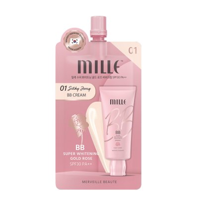 MILLE บีบีครีม SUPER WHITENING GOLD ROSE BB CREAM SPF30++ 6G.