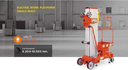 ELECTRIC WORK PLATFORM SINGLE MAST 125 KG.