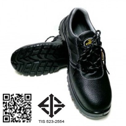 L-7006 TIS 523-2554 รองเท้านิรภัยหุ้มส้น หนังแท้อัดลาย พื้นPU (เสริมพื้น+กันไฟฟ้าสถิตย์)
