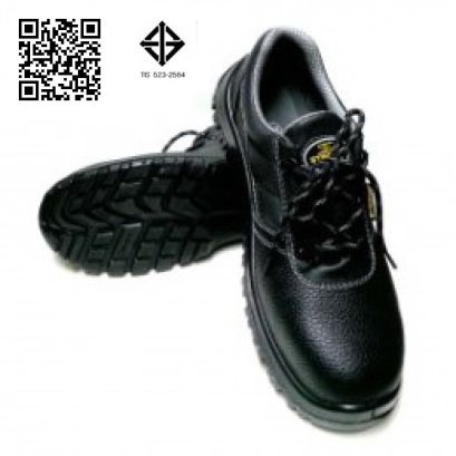 L-7006 TIS 523-2564 รองเท้านิรภัยหุ้มส้น หนังแท้อัดลาย พื้นPU (เสริมพื้น+กันไฟฟ้าสถิตย์)