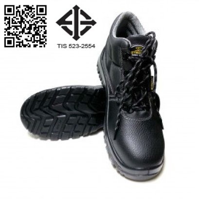 M-8010 TIS 523-2554 รองเท้านิรภัยหุ้มข้อ หนังแท้อัดลาย พื้นPU (เสริมพื้น+กันไฟฟ้าสถิตย์)