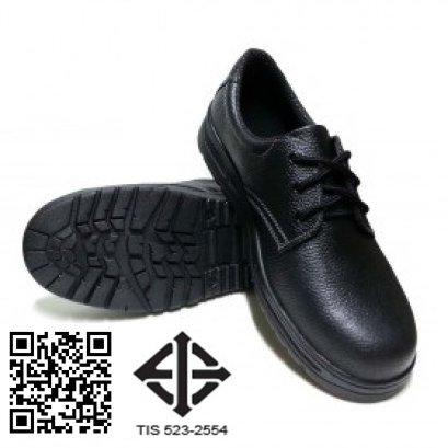 S-011 TC มอก. 523-2554 รองเท้านิรภัย หนังแท้อัดลาย พื้น PVC