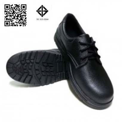 S-011 TC มอก. 523-2564 รองเท้านิรภัย หนังแท้อัดลาย พื้น PVC