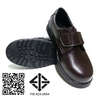 S-031FC TIS 523-2554 รองเท้านิรภัยหุ้มส้น หนังเทียมสีดำ,สีน้ำตาล (ติดเทป) พื้น PVC