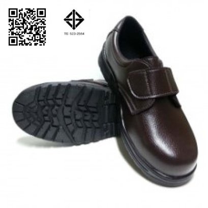 S-031FC TIS 523-2564 รองเท้านิรภัยหุ้มส้น หนังเทียมสีดำ,สีน้ำตาล (ติดเทป) พื้น PVC