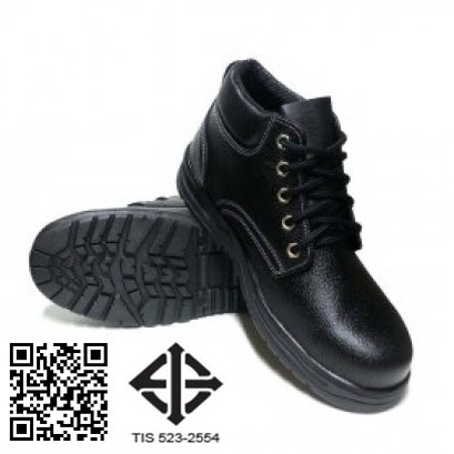 S-022TC TIS 523-2554 รองเท้านิรภัยหุ้มข้อ หนังแท้อัดลาย พื้น PVC